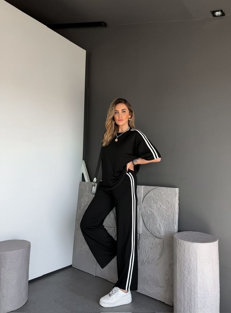 Siyah Beyaz Biyeli Modal Basic Takım