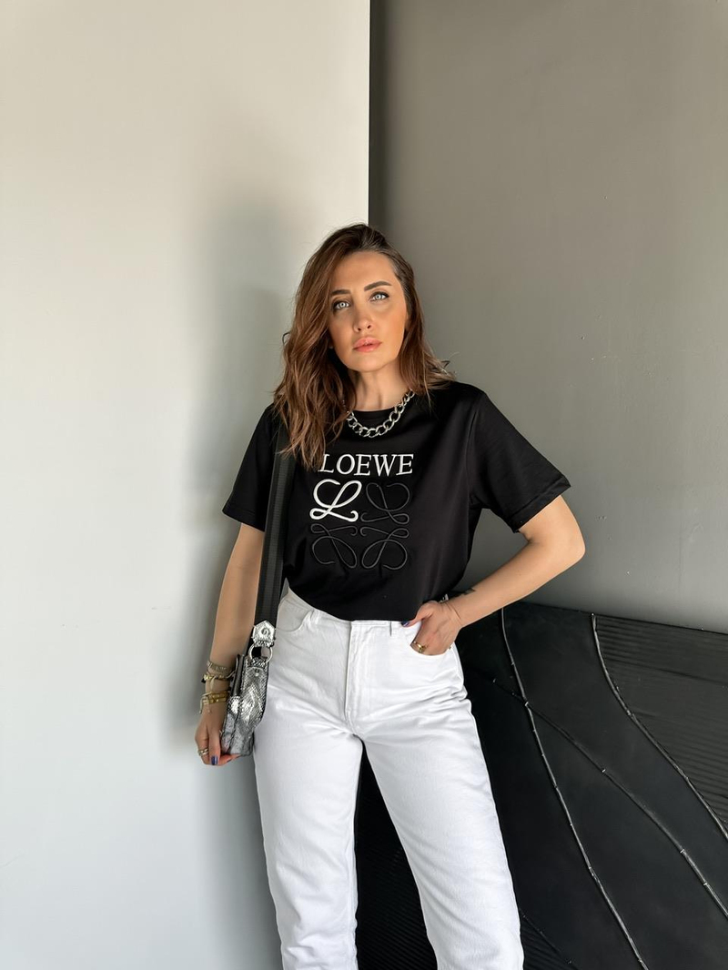 Siyah Loewe Nakışlı Tshirt