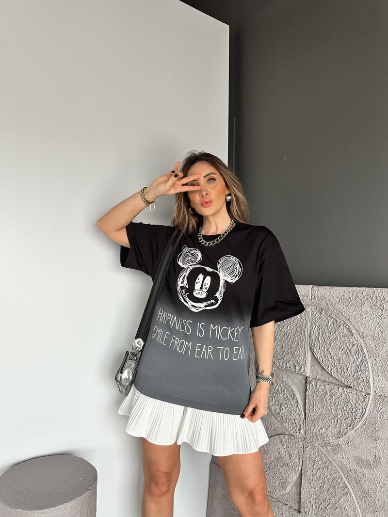 Siyah Renk Geçişli Mickey Tshirt