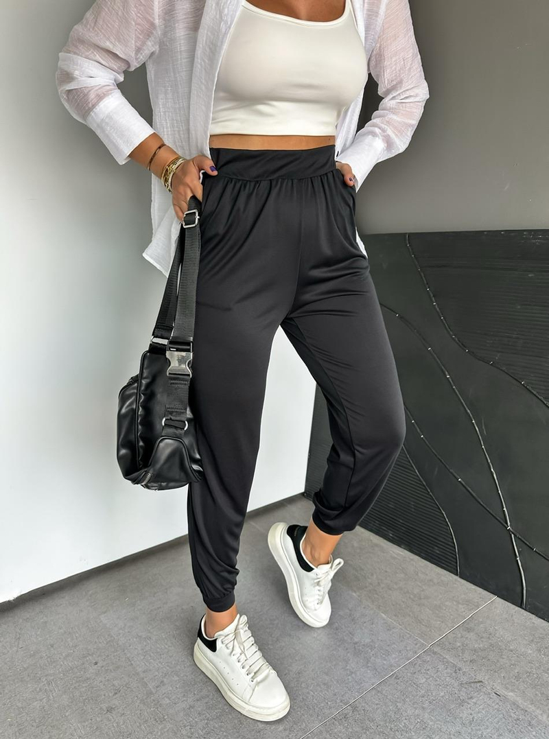 Siyah Şalvar Model Likralı Pantolon
