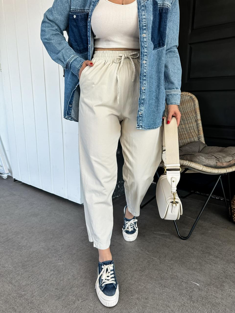 Taş Paça Detaylı Cotton Pantolon