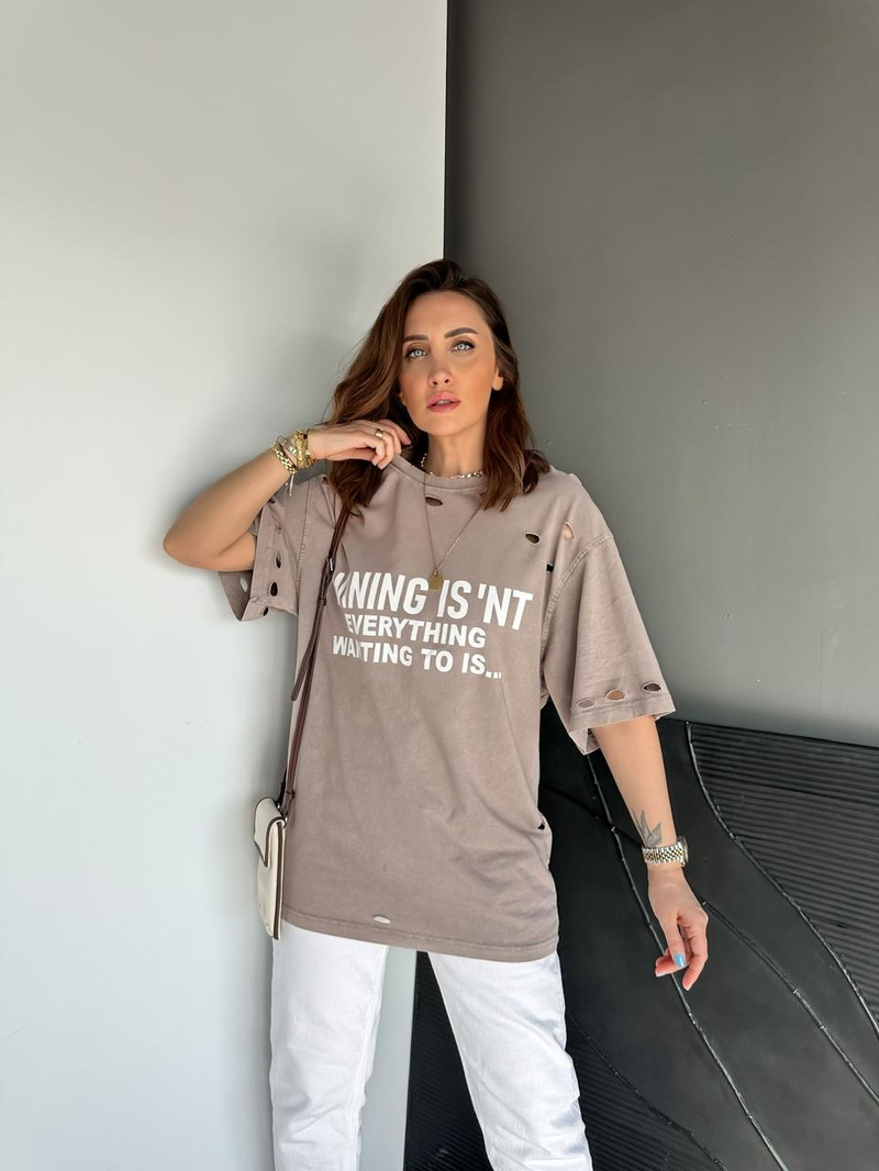 Vizon Yırtık Detaylı Winng Tshirt
