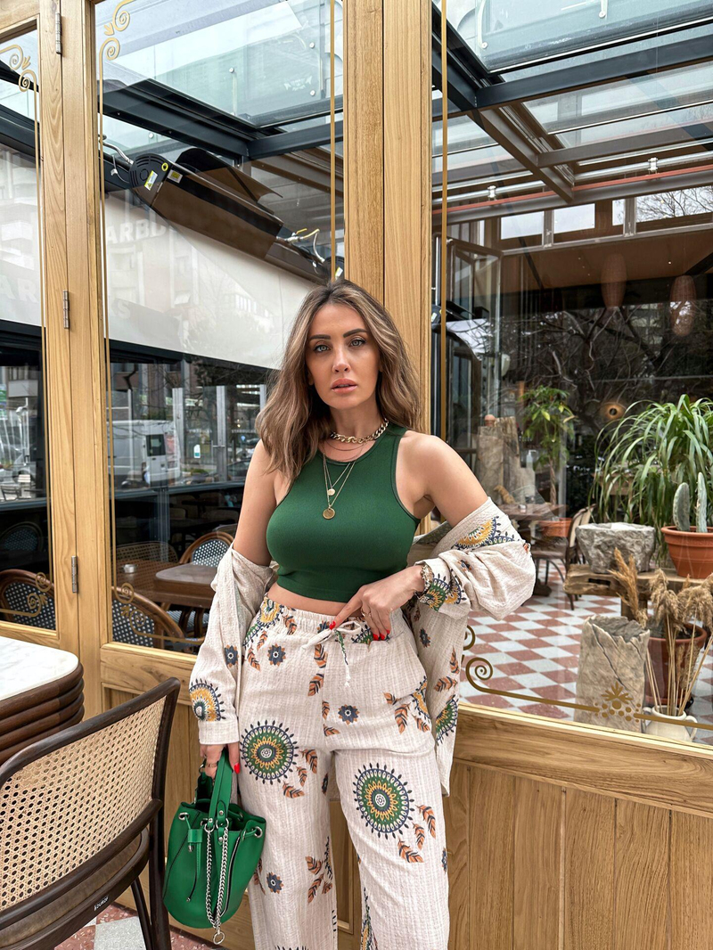 Yeşil Halter Yaka Crop