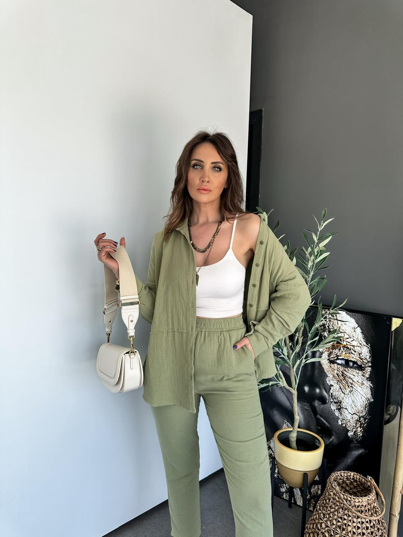 Yeşil Müslin Kumaş Takım