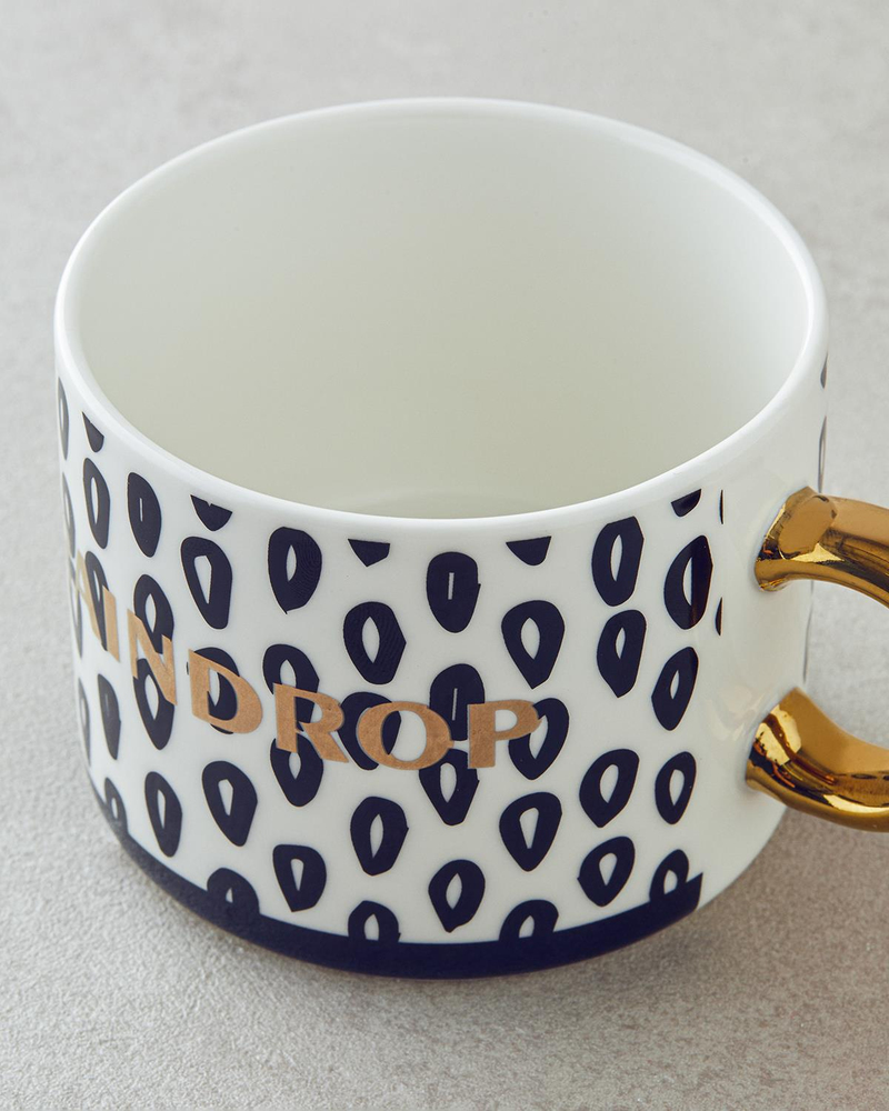 All Raindrop New Bone China Kupa 345 ml Siyah - Beyaz
