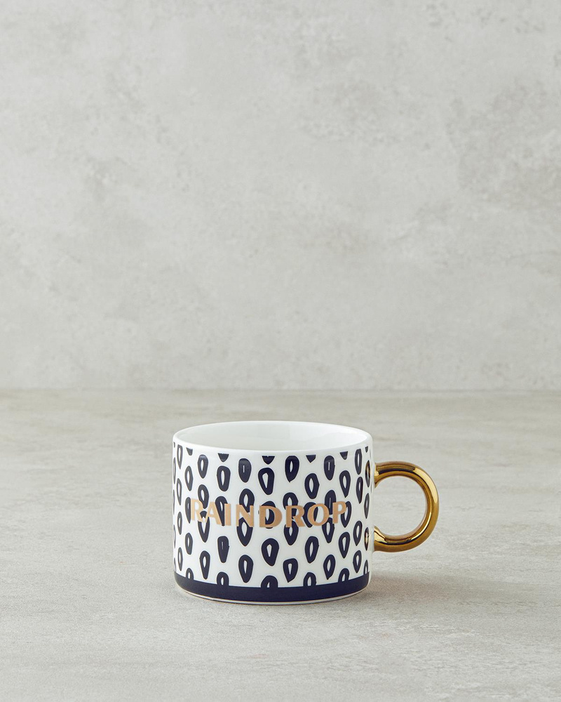 All Raindrop New Bone China Kupa 345 ml Siyah - Beyaz