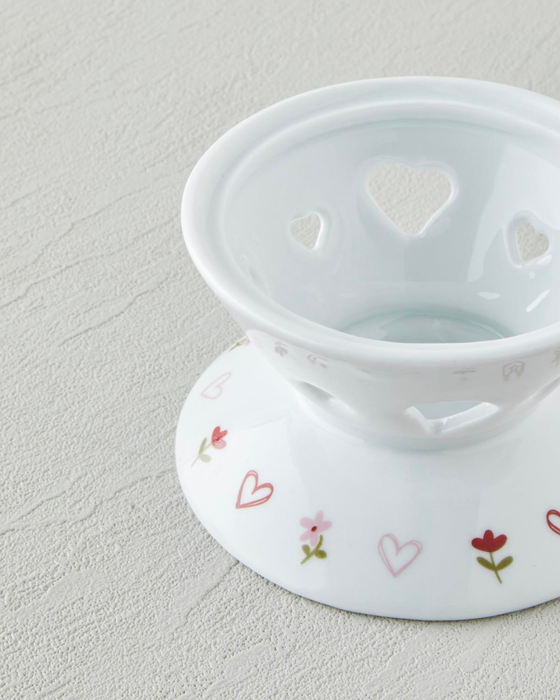 Amour Porselen Isıtıcılı Demlik Seti 850 ml Beyaz