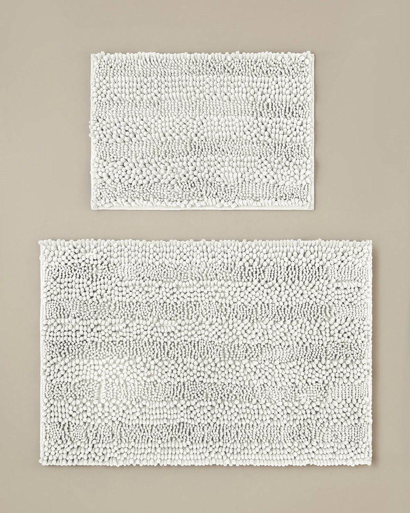 Big and Tiny Kaydırmaz Taban Banyo Paspası Seti 60x90 + 40x60 cm Beyaz