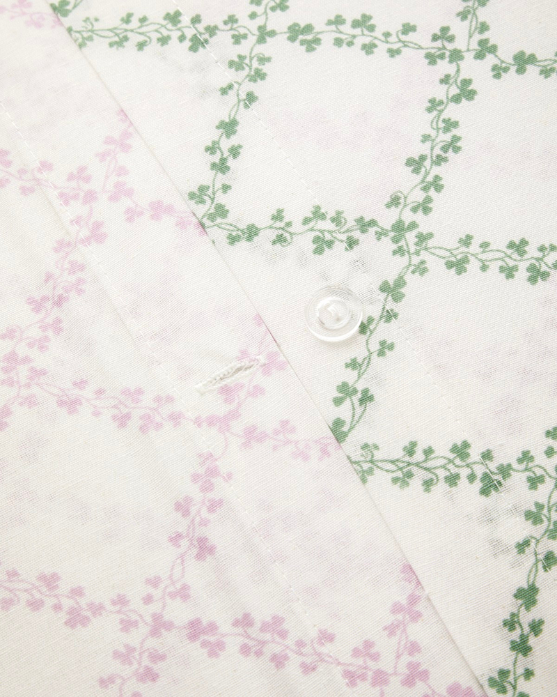 Bloom Grid Kolay Ütülenir Çift Kişilik Nevresim Takımı 200x220 cm Yeşil