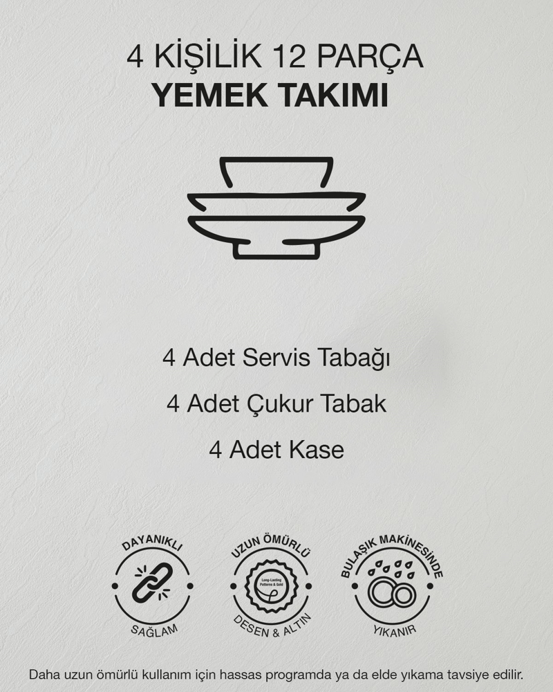 Bloomera Porselen Yemek Takımı 12 Parça 4 Kişilik Renkli