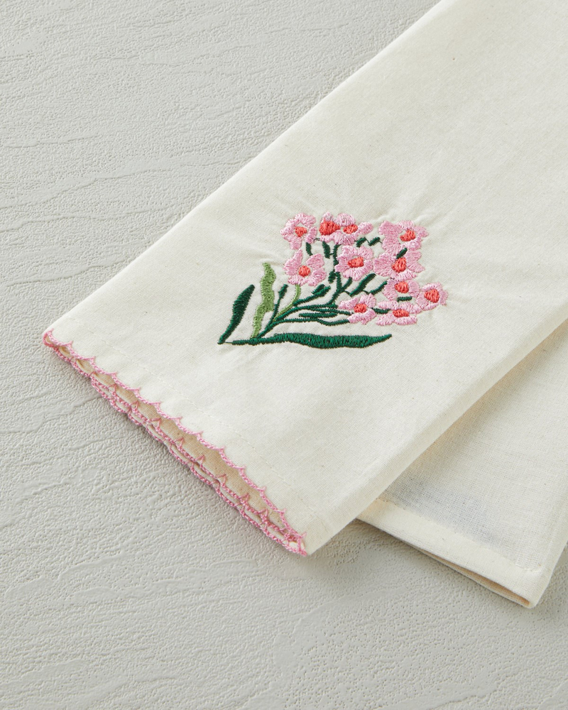 Blossom Frame Pamuk Polyester Nakışlı Kurulama Bezi 30x50 cm Pembe