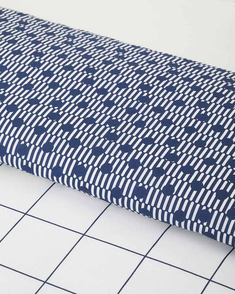 Border Dots Kolay Ütülenir Tek Kişilik Nevresim Takımı 160x220 cm Lacivert