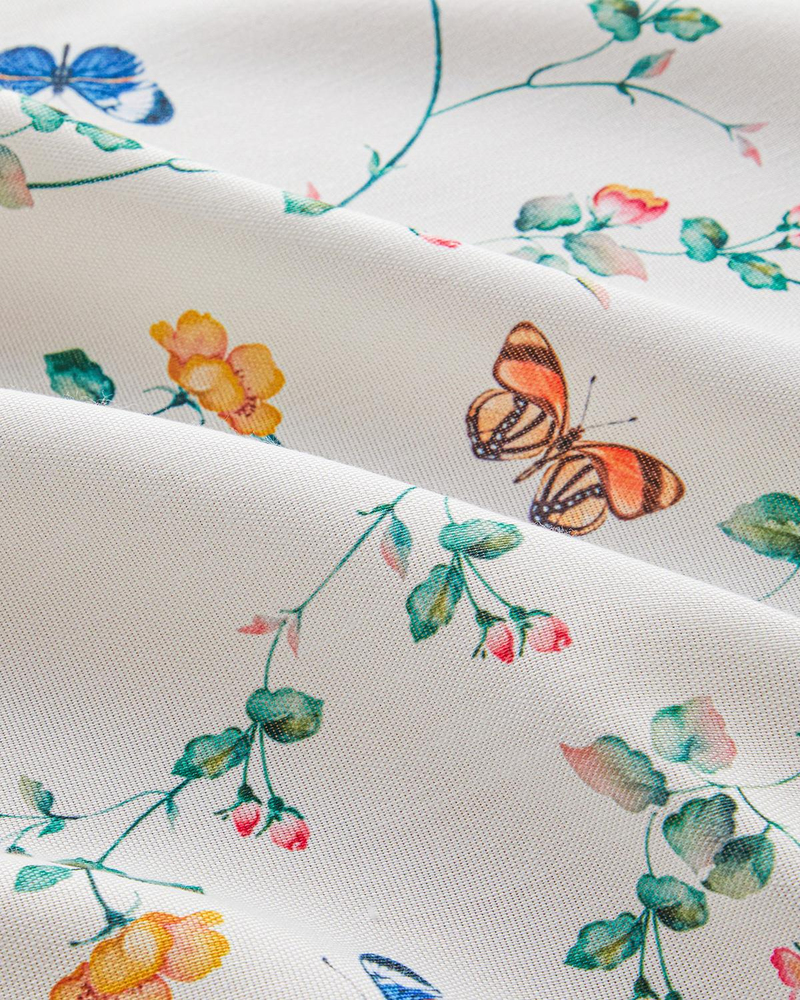 Botanical Polyester Masa Örtüsü 145x200 cm Krem - Pembe