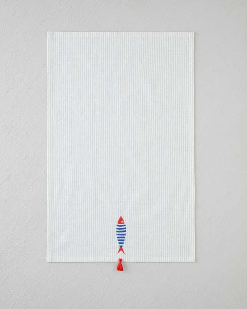 Bubble Fish Pamuk Polyester Nakışlı Kurulama Bezi 30x50 cm Turuncu – Bej