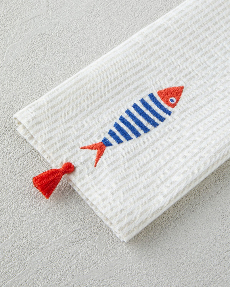 Bubble Fish Pamuk Polyester Nakışlı Kurulama Bezi 30x50 cm Turuncu – Bej