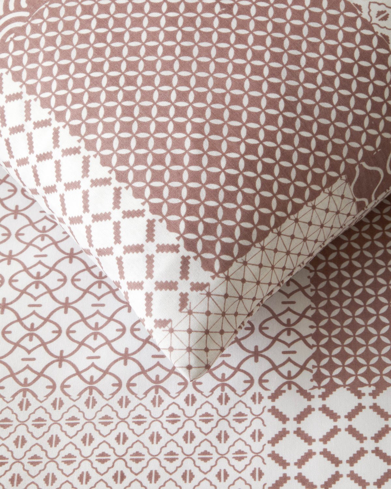 Chain Patch Kolay Ütülenir Çift Kişilik Nevresim Takımı 200x220 cm Mürdüm