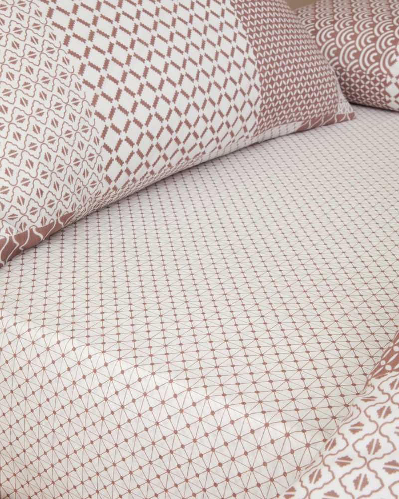 Chain Patch Kolay Ütülenir Çift Kişilik Nevresim Takımı 200x220 cm Mürdüm