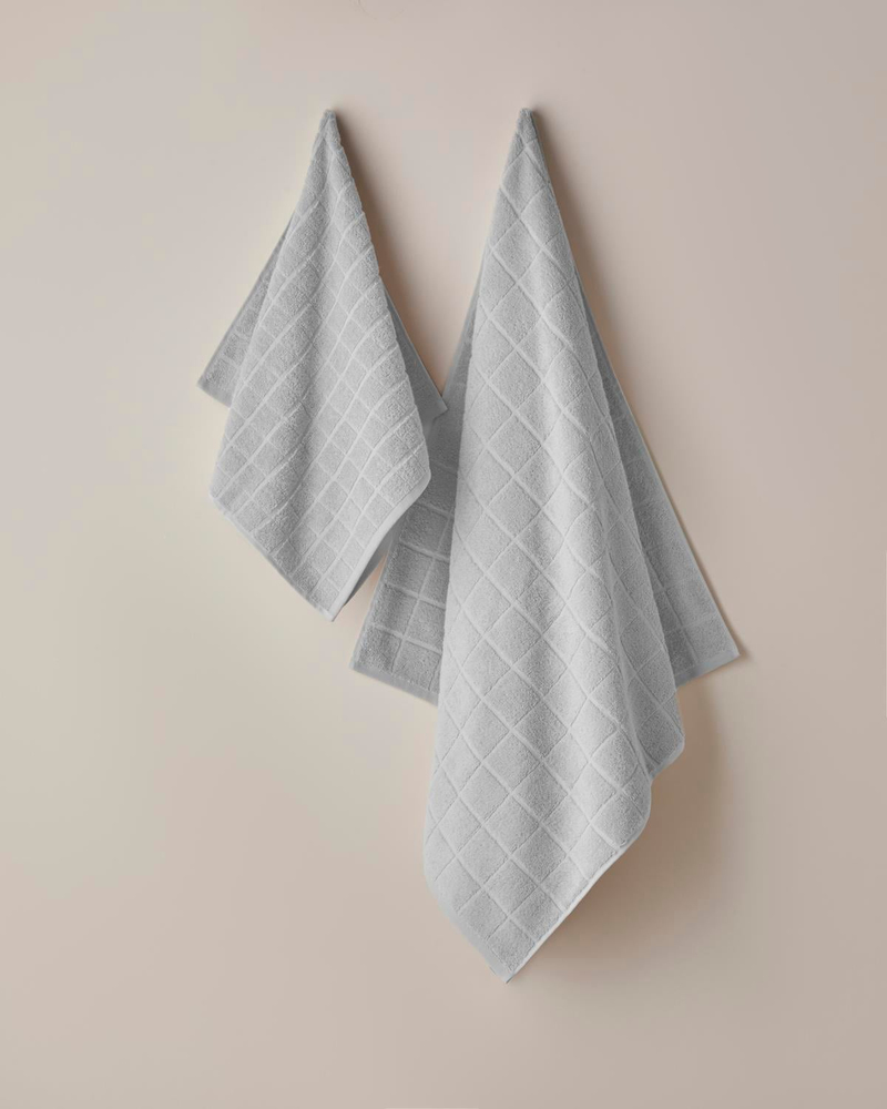 Chequer Pamuk Yüz Havlusu 50x80 cm Gri
