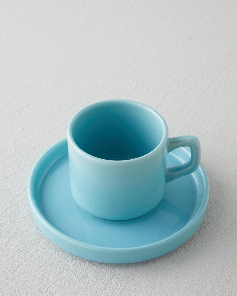 Coastal Bliss Seramik 4 Parça 2 Kişilik Çay Fincanı Takımı 184 ml Açık Mavi