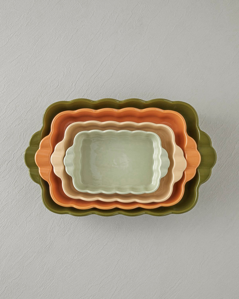 Cottage Stoneware Dikdörtgen Fırın Kabı 22x13 cm Açık Yeşil