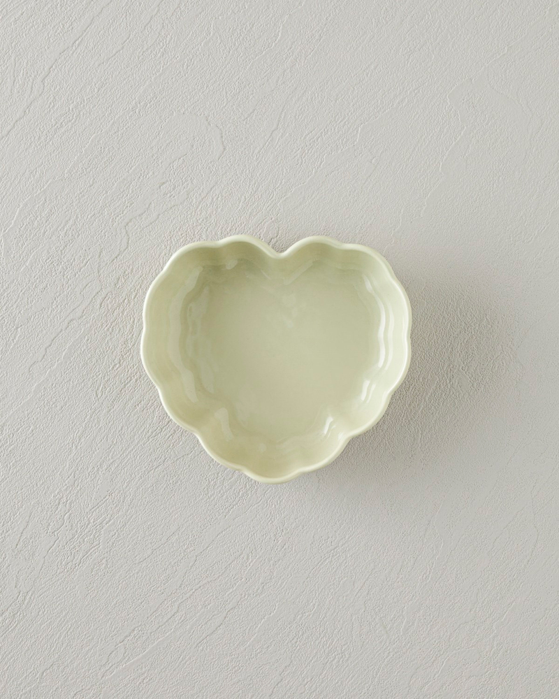 Cottage Stoneware Kalp Fırın Kabı 14,5x13,5 cm Açık Yeşil