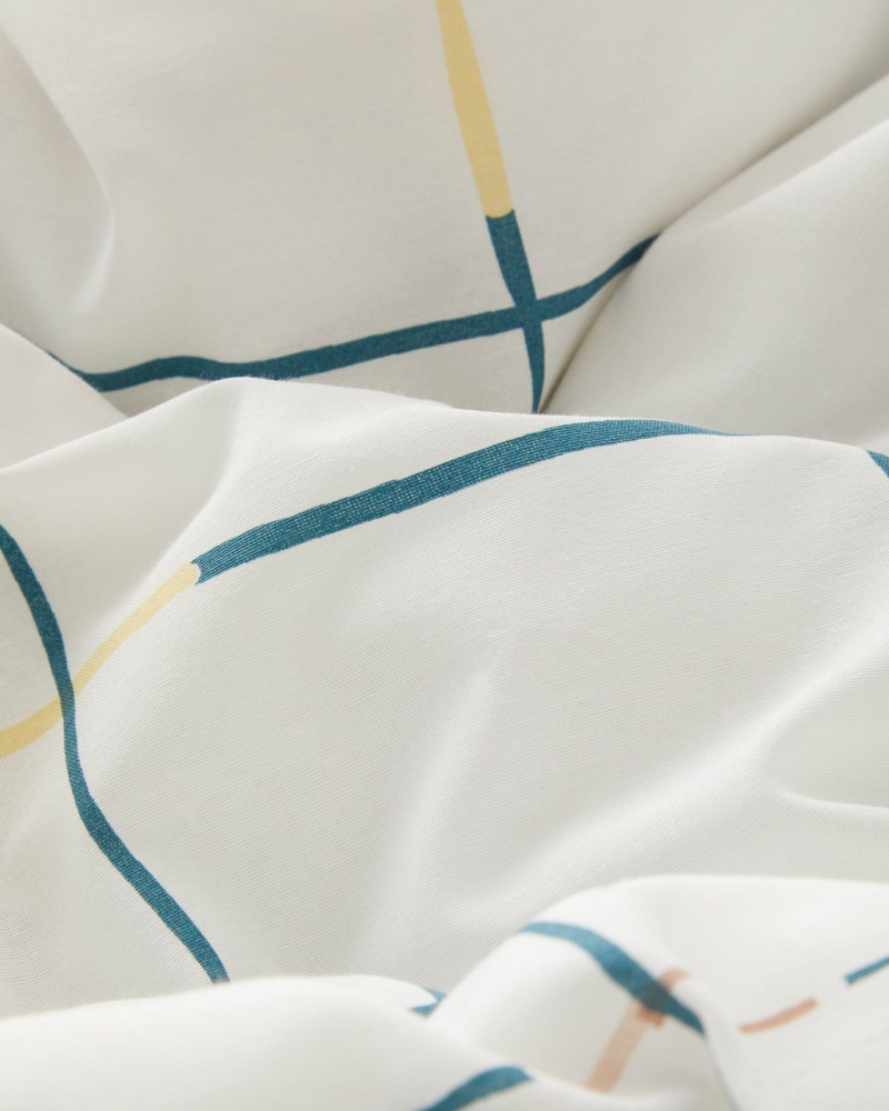 Cozy Check Kolay Ütülenir Çift Kişilik Nevresim Takımı 200x220 cm Mavi-Sarı