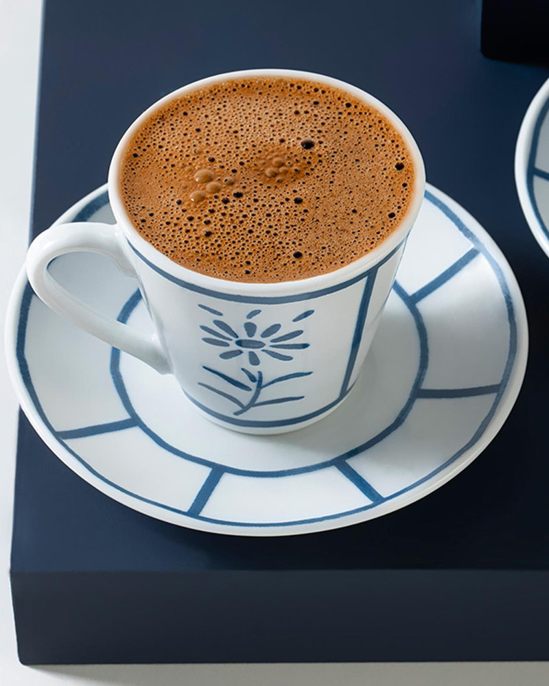 Dainty Daisy Porselen 2'li Kahve Fincanı Takımı Lacivert