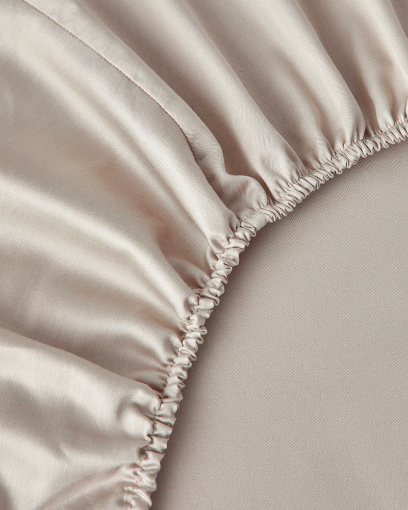 Deluxe Çizgili Pamuk Saten Çift Kişilik Nevresim Takımı 200x220 cm Fildişi