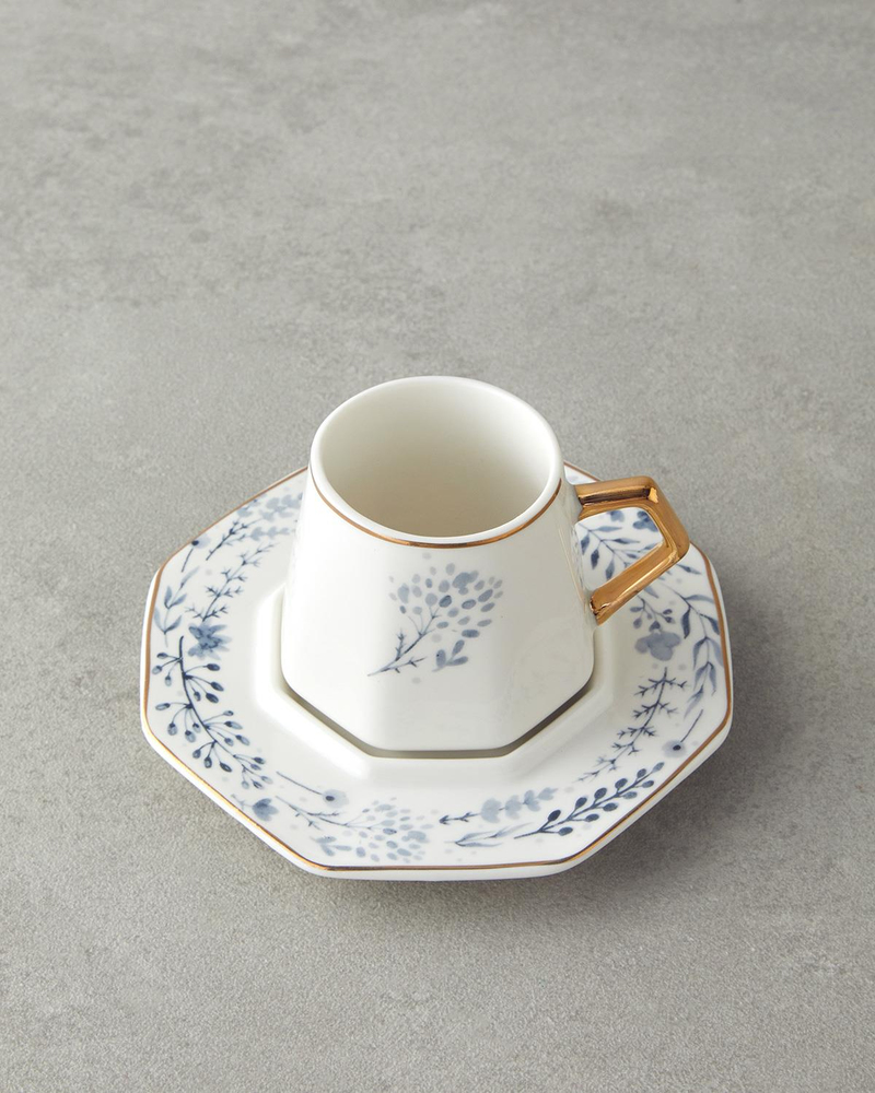 Dreampetal New Bone China 12 Parça 6 Kişilik Kahve Fincan Takımı 80 ml Mavi