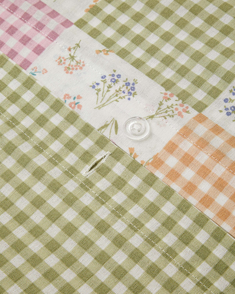 Dreamy Patch Kolay Ütülenir Çift Kişilik Nevresim Seti 200x220 cm Pembe - Yeşil