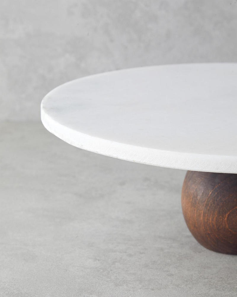 Elegant Mermer Kek Standı 30 cm Beyaz
