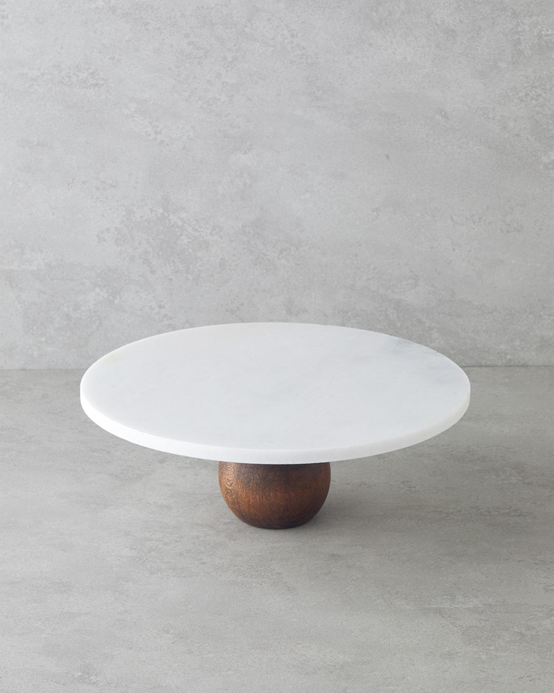 Elegant Mermer Kek Standı 30 cm Beyaz