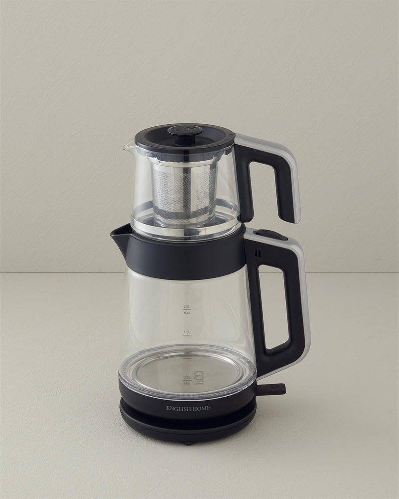 English Home CMK 6001 Cam Çay Makinesi ve Kettle Siyah-Krom