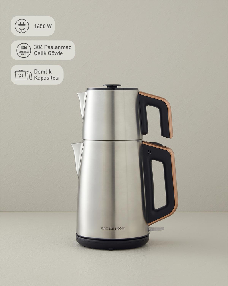 English Home CMK 6010 Inox Çay Makinesi ve Kettle Siyah-Bakır