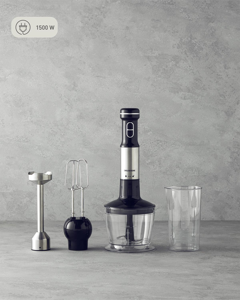 English Home MBS 3001 4 Bıçaklı Mini Blender Seti Siyah-Krom