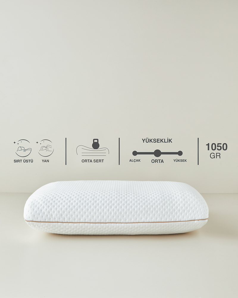 Ergonomik Boyun Destekli Visco Yastık 60x40x16 cm Beyaz