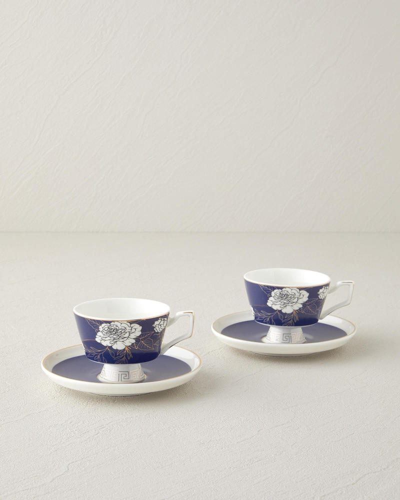 Evelina New Bone China 4 Parça 2 Kişilik Kahve Fincan Takımı 90 ml Lacivert