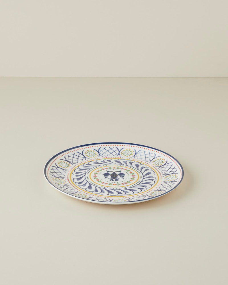 Fiesta Talavera Porselen Servis Tabağı 26 cm Beyaz - Lacivert