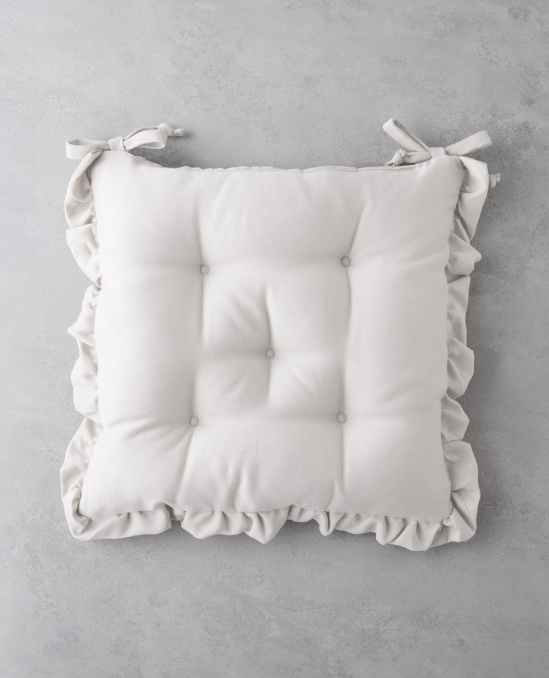 Fırfırlı Sandalye Minderi 40x40 cm Bej