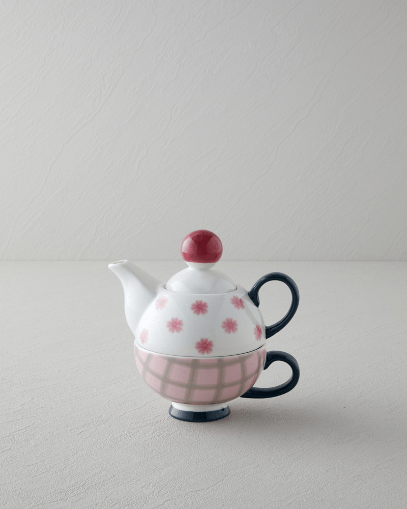 Florentis New Bone China Demlik Seti 400 – 290 ml Pembe - Yeşil
