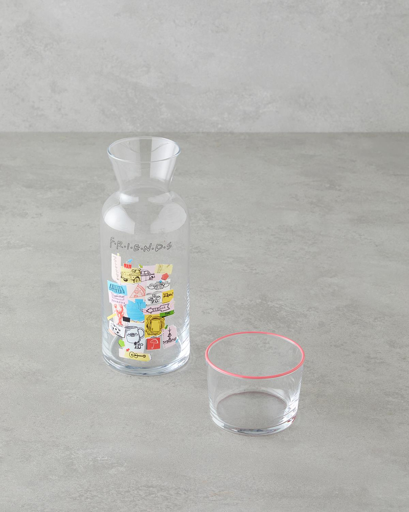 Friends Cam Lisanslı Başucu Sürahi 700 Ml + 220 Ml Renkli