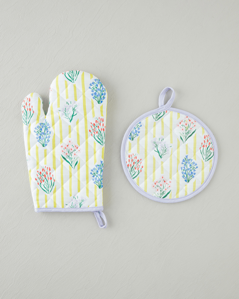 Garden Petals Polyester 2'li Mutfak Seti 17x30 Cm + 20x20 Cm Sarı