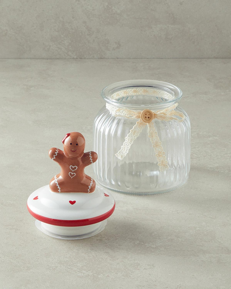 Gingerman Cam Kavanoz 600 ml Kırmızı
