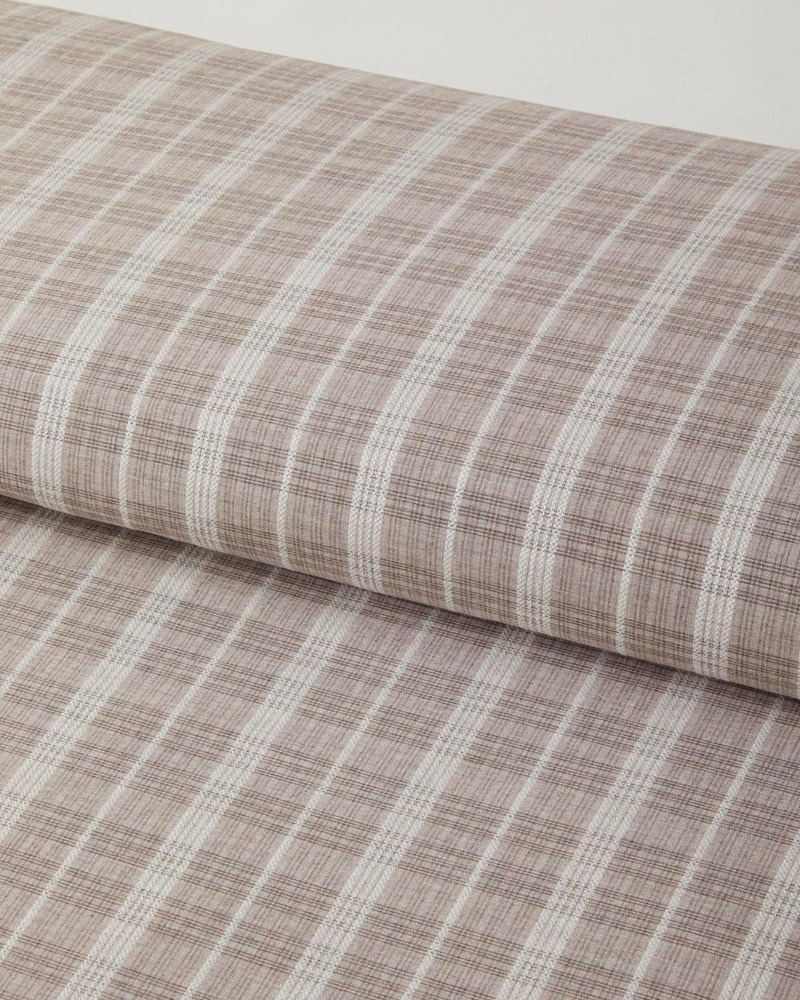 Glen Plaid İpliği Boyalı Çift Kişilik Nevresim Takımı 200x220 cm Koyu Bej
