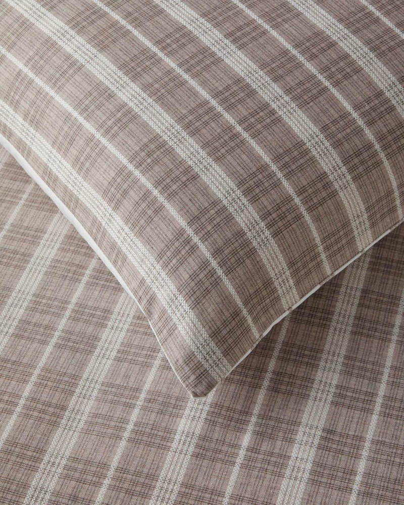 Glen Plaid İpliği Boyalı Çift Kişilik Nevresim Takımı 200x220 cm Koyu Bej