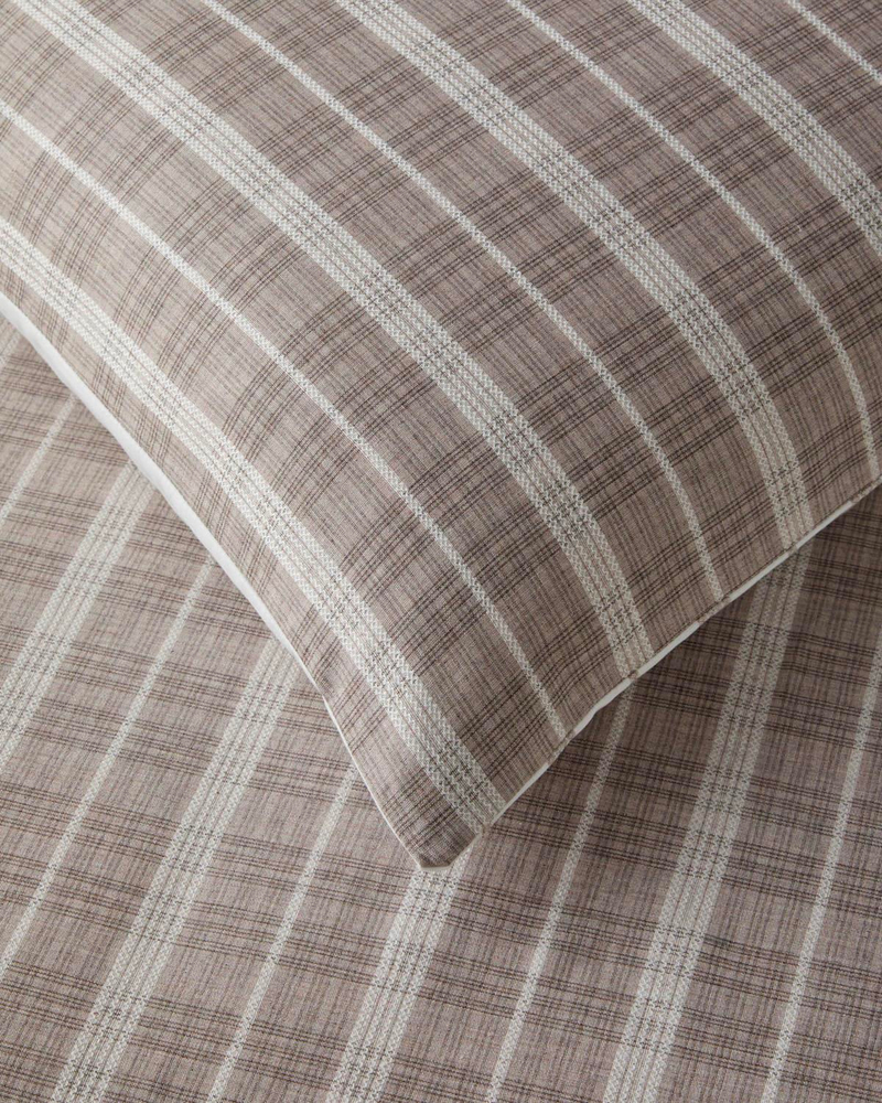 Glen Plaid İpliği Boyalı Tek Kişilik Nevresim Takımı 160x220 cm Koyu Bej
