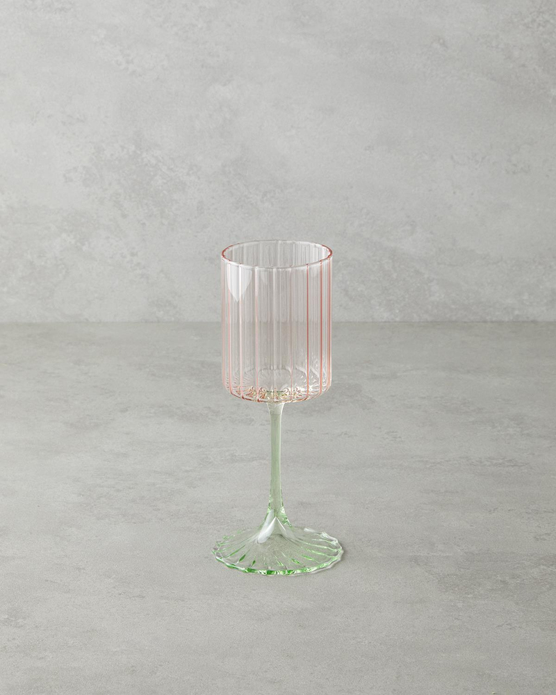 Glimmer Cam 2'li Kadeh 250 ml Pembe - Yeşil