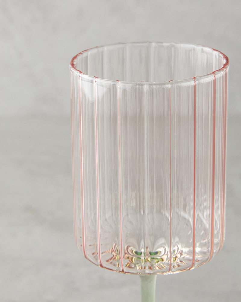 Glimmer Cam 2'li Kadeh 250 ml Pembe - Yeşil