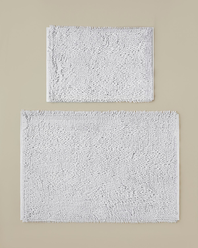 Glossy Kaydırmaz Taban Banyo Paspası Seti 60x90 + 40x60 cm Beyaz