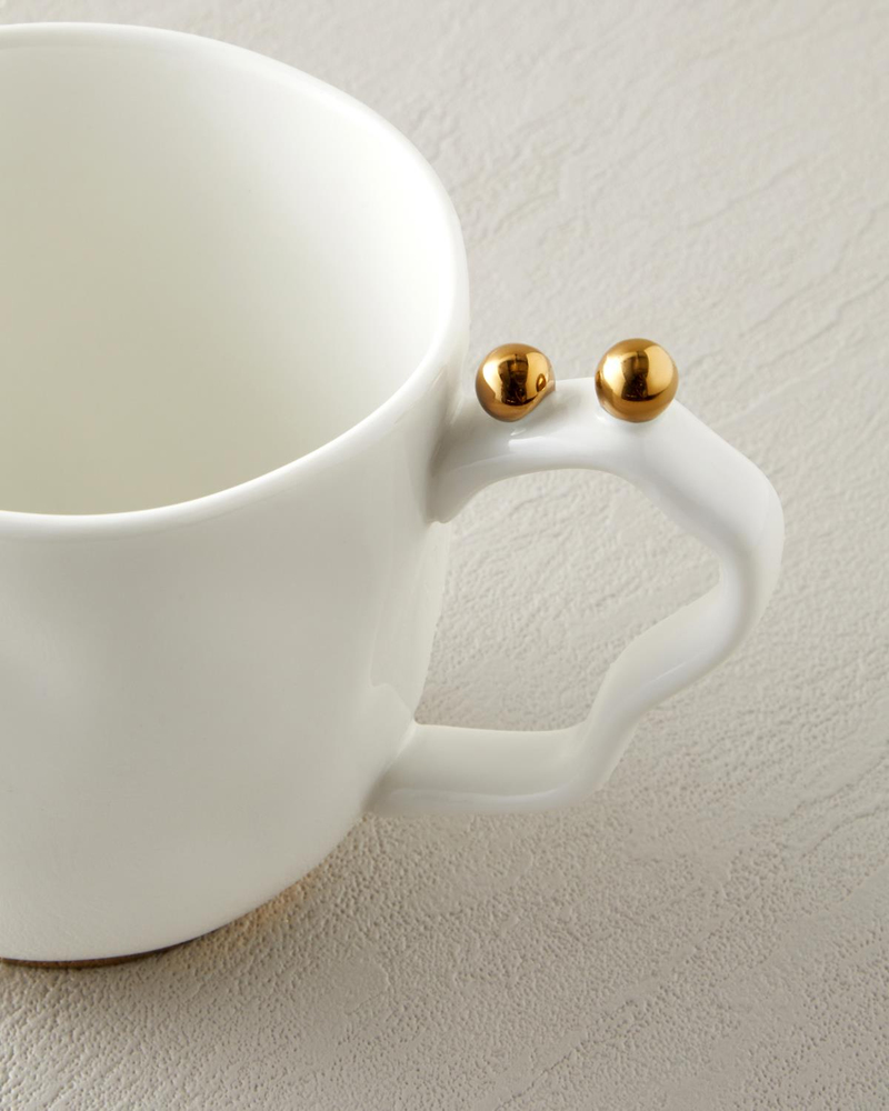 Golden Gleam Porselen Kupa 440 ml Beyaz-Gold
